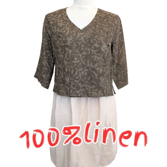 Maiwa Studio 100 Linen  Floral wrap Cropped Top S - Picture 1 of 16